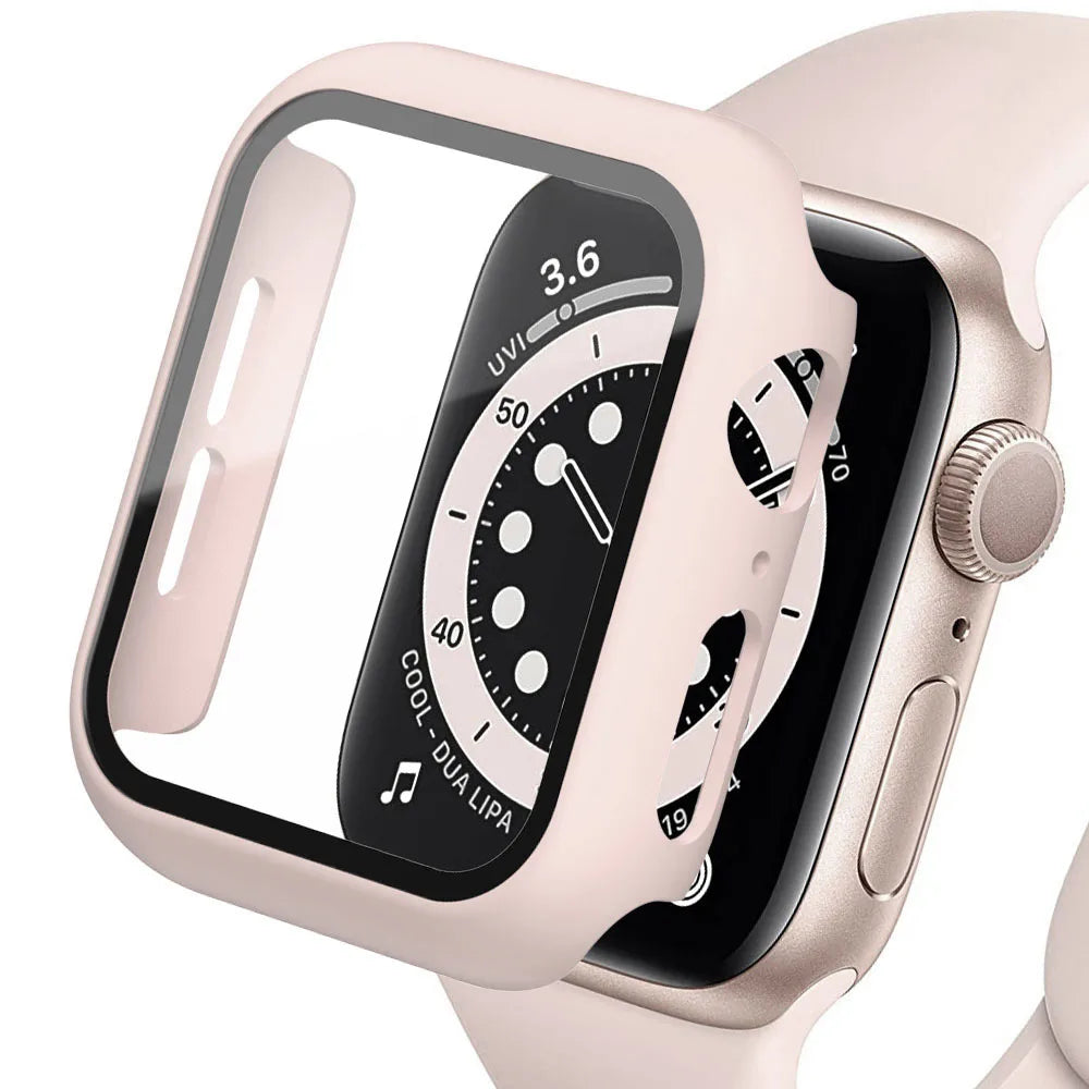 Tempered Glass Apple Watch Accessories Screen Protector and Case for 40mm 41mm 42mm 44mm 45mm Series 4 5 6 7 8 SE 9