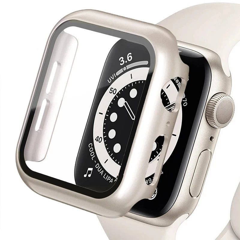 Tempered Glass Apple Watch Accessories Screen Protector and Case for 40mm 41mm 42mm 44mm 45mm Series 4 5 6 7 8 SE 9