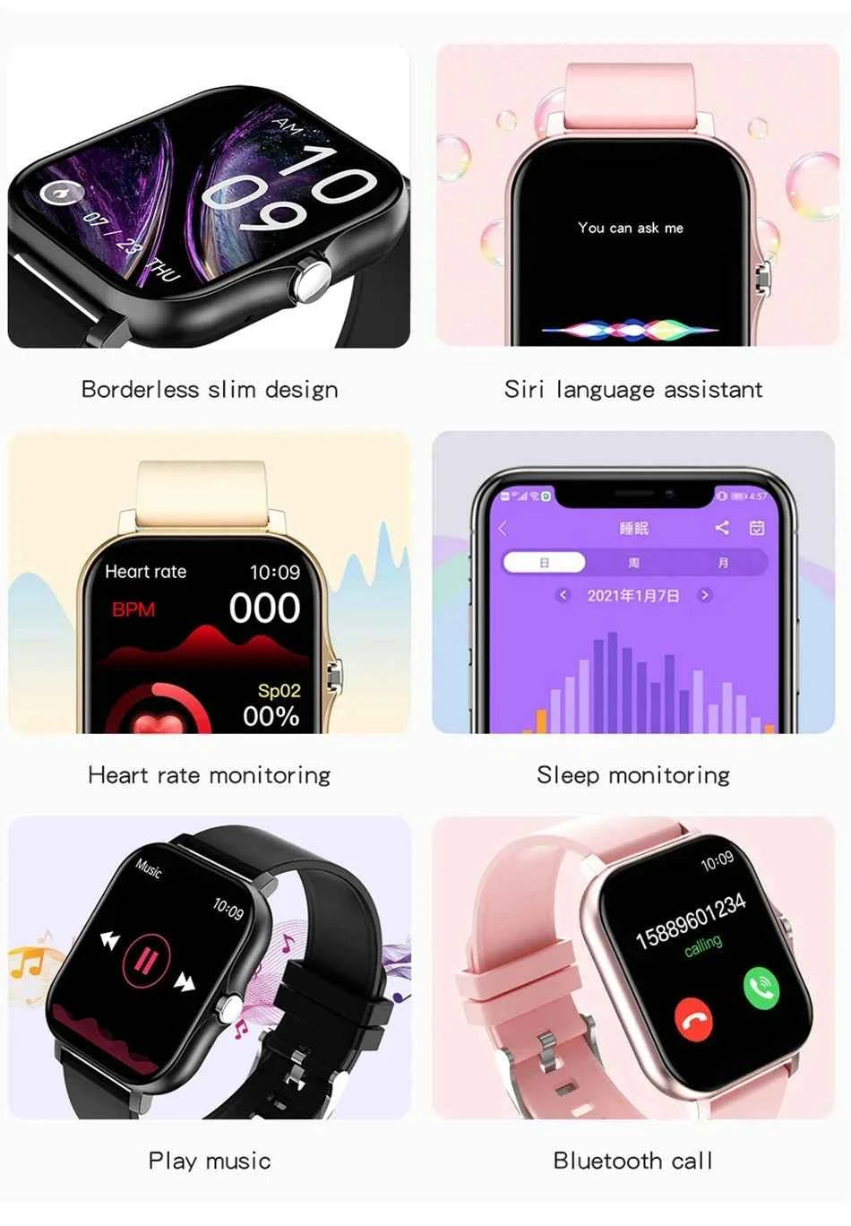 2025New Upgrad Smart Watch For Men Women 1.83Inch Full Touch Display BT Call Sports Monitoring SmartWatch For Android&IOS Phone