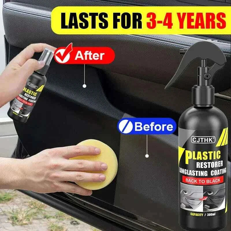 Car Plastic Restorer Back to Black - Long-lasting Gloss Coating for Plastic and Leather Renovation Auto Polish