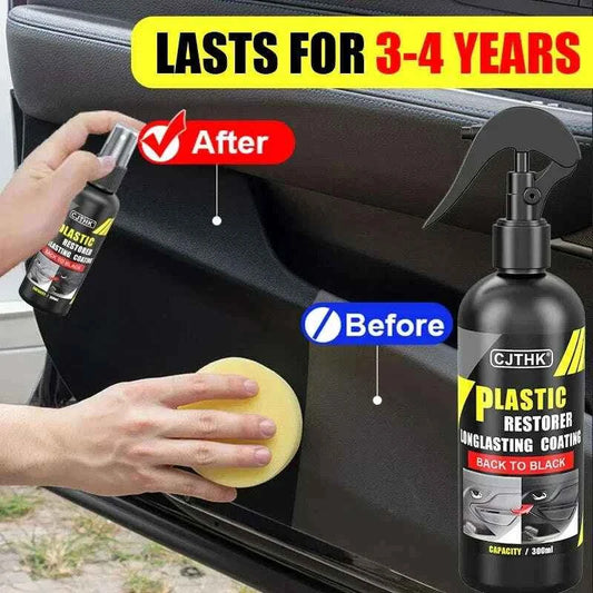 Car Plastic Restorer Back to Black - Long-lasting Gloss Coating for Plastic and Leather Renovation Auto Polish