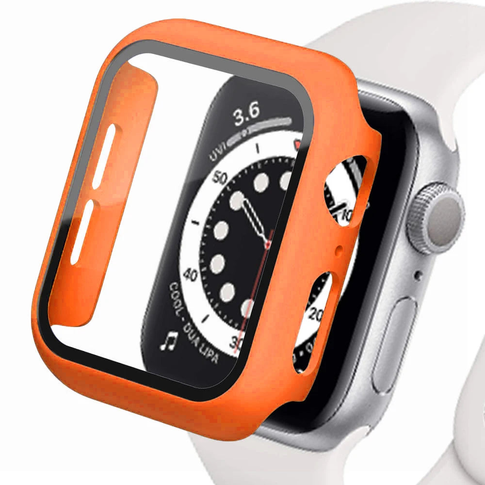 Tempered Glass Apple Watch Screen Protector and Cover for Series 4, 5, 6, 7, 8, SE, 9 - Fits 40mm 41mm 42mm 44mm 45mm Orange 29 Series 7-8-9 41mm