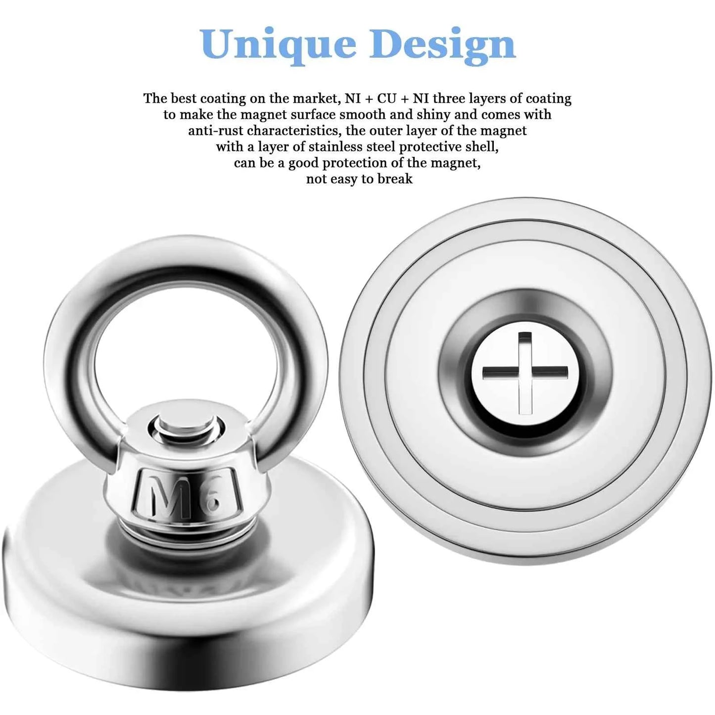 Super Strong Neodymium Fishing Magnets Heavy Duty with Countersunk Hole Eyebolt for Magnetic Fishing Salvage