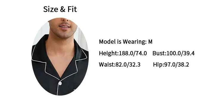 Men's Satin Pajama Sets - Long Sleeve Top and Trouser Loungewear