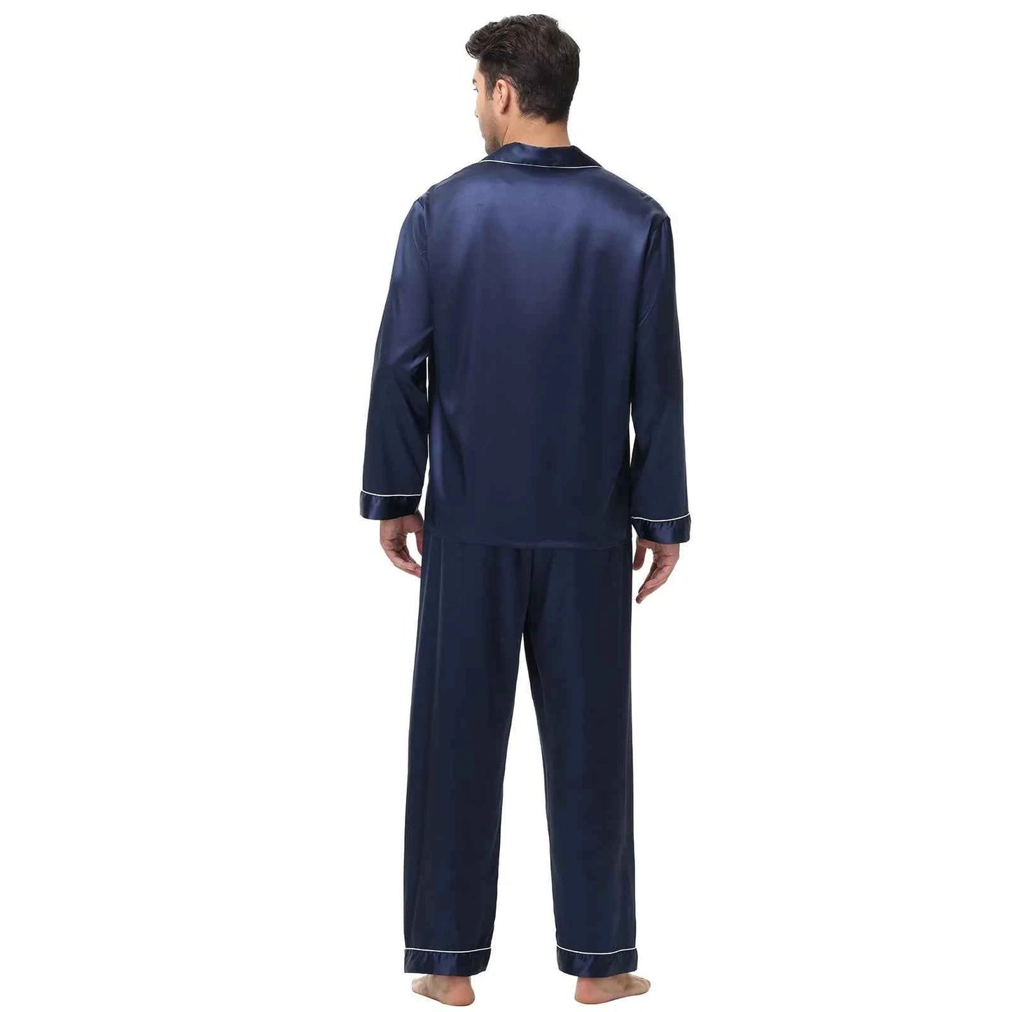 Men's Silk Satin Pajamas Set - Long Sleeve Sleepwear for Men, Soft Loungewear, S-2XL, Spring Nightwear