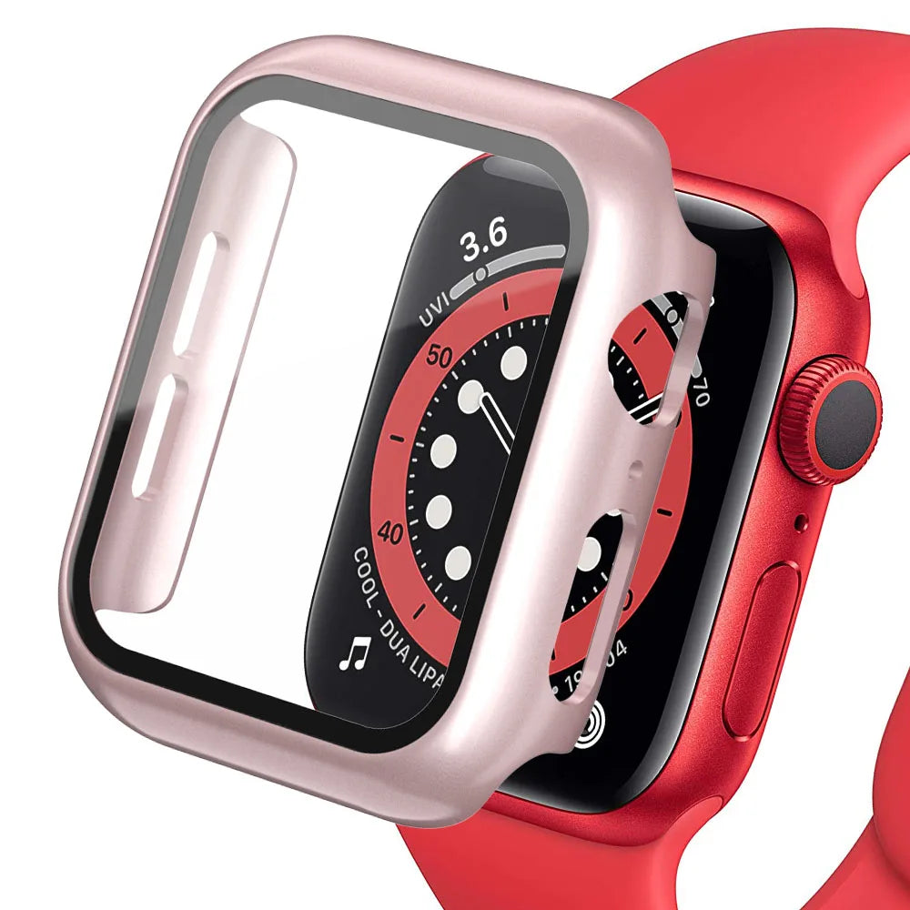 Tempered Glass Apple Watch Accessories Screen Protector and Case for 40mm 41mm 42mm 44mm 45mm Series 4 5 6 7 8 SE 9