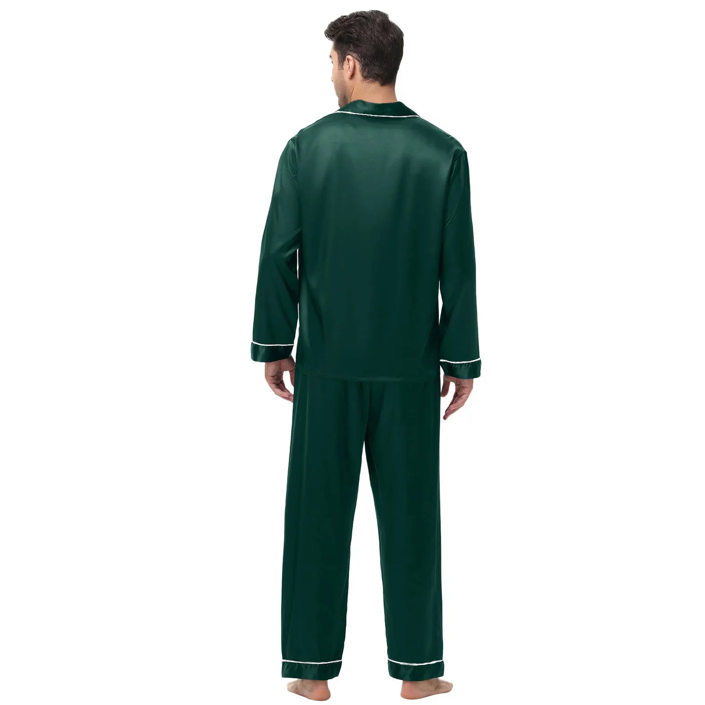 Men's Silk Satin Pajamas Set - Long Sleeve Sleepwear for Men, Soft Loungewear, S-2XL, Spring Nightwear