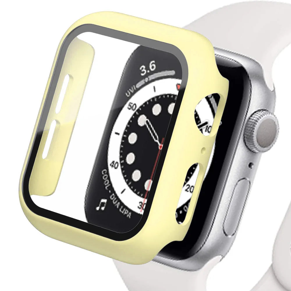 Tempered Glass Apple Watch Accessories Screen Protector and Case for 40mm 41mm 42mm 44mm 45mm Series 4 5 6 7 8 SE 9