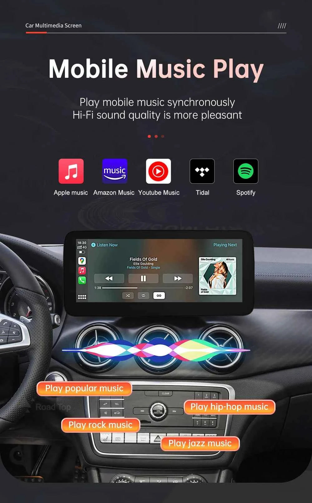 RoadTop Wireless CarPlay Display for Mercedes-Benz CLA GLA A Class W176 2016-2018 NTG5.0 TouchScreen