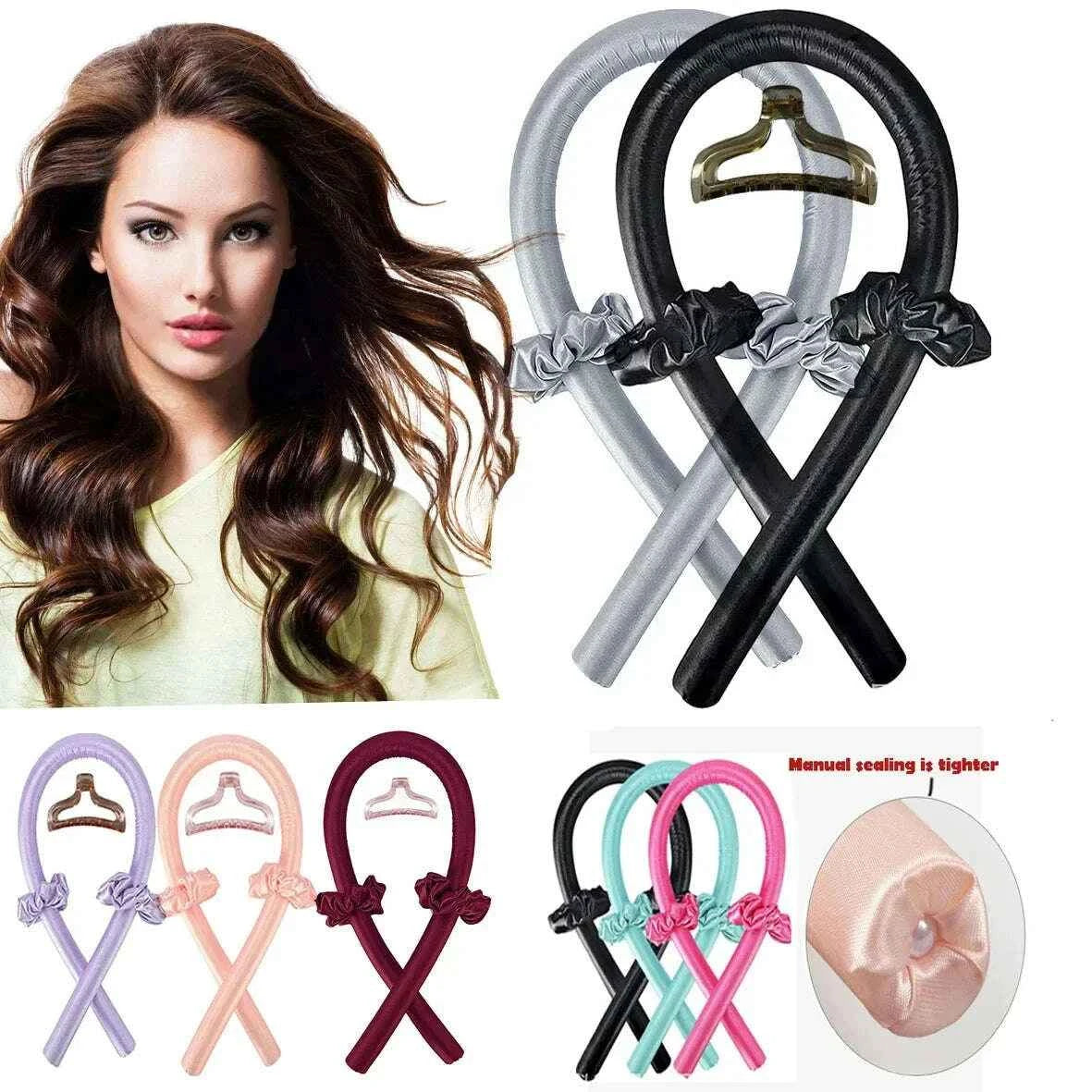 Heatless Curling Headband - Soft Silk Curls with No Heat Ribbon Hair Rollers for Effortless Hair Styling