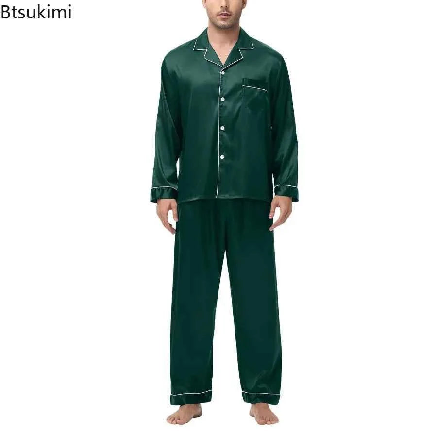 Men's Silk Satin Pajamas Set - Long Sleeve Sleepwear for Men, Soft Loungewear, S-2XL, Spring Nightwear