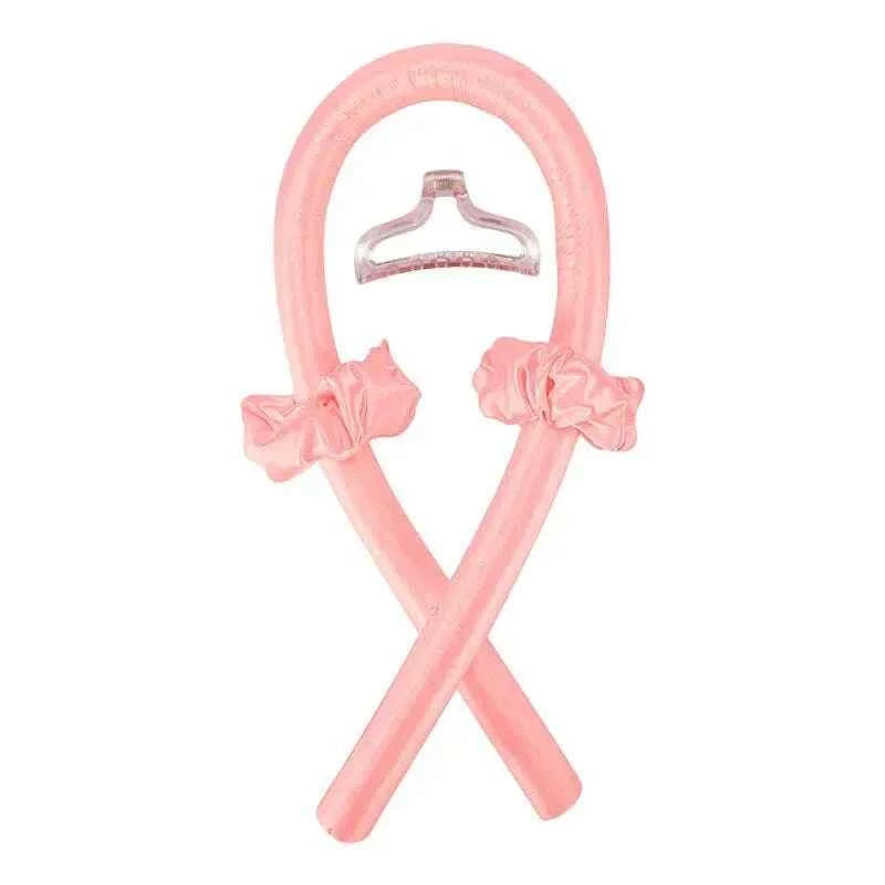 Heatless Curling Headband - Soft Silk Curls with No Heat Ribbon Hair Rollers for Effortless Hair Styling Flamingo with Clip CHINA