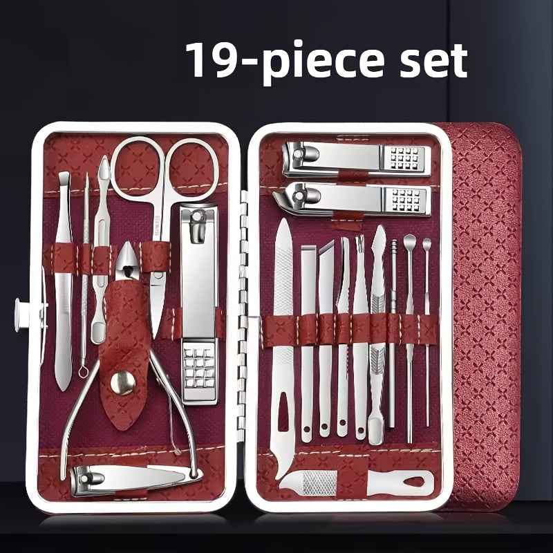 Professional Manicure And Pedicure Set, Nail Clipper Nail Cutter Nail Files Ear Spoon, Beauty Tools Grooming Set with Portable Case, for Nail Care, for Household And Travel