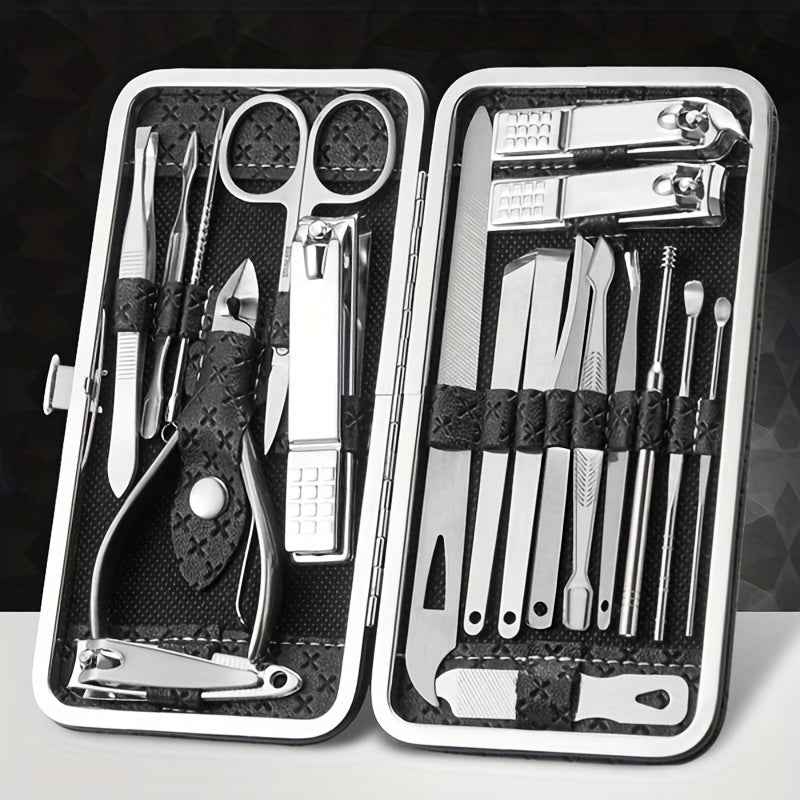 Professional Manicure And Pedicure Set, Nail Clipper Nail Cutter Nail Files Ear Spoon, Beauty Tools Grooming Set with Portable Case, for Nail Care, for Household And Travel