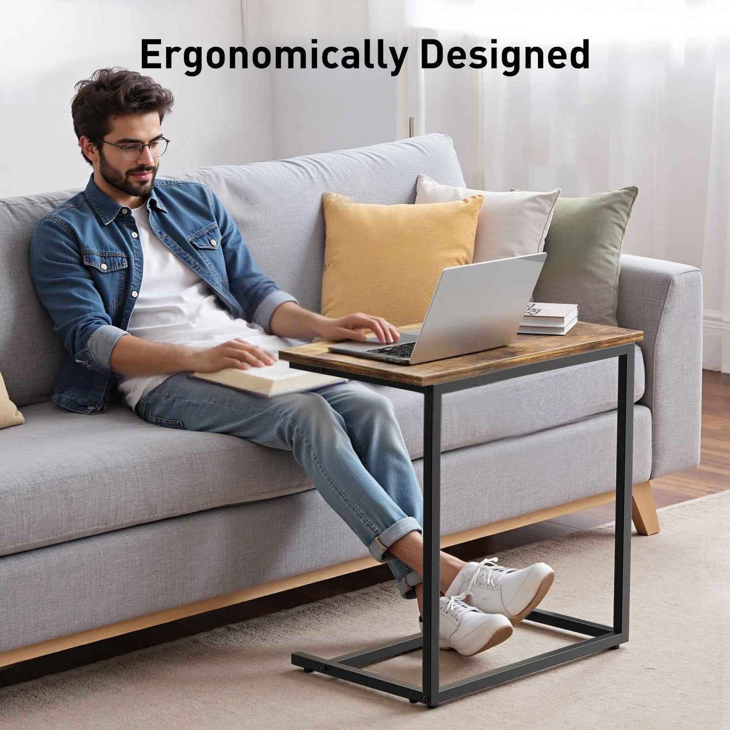 27" High Multifunctional Side Table - Sturdy Metal Frame with 50 lbs Load-Bearing Capacity for Living Room, Bedroom, Sofa, and Office