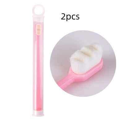 Ultra-Soft Toothbrush for Deep Cleaning and Travel Convenience 2pcs Wavy pink