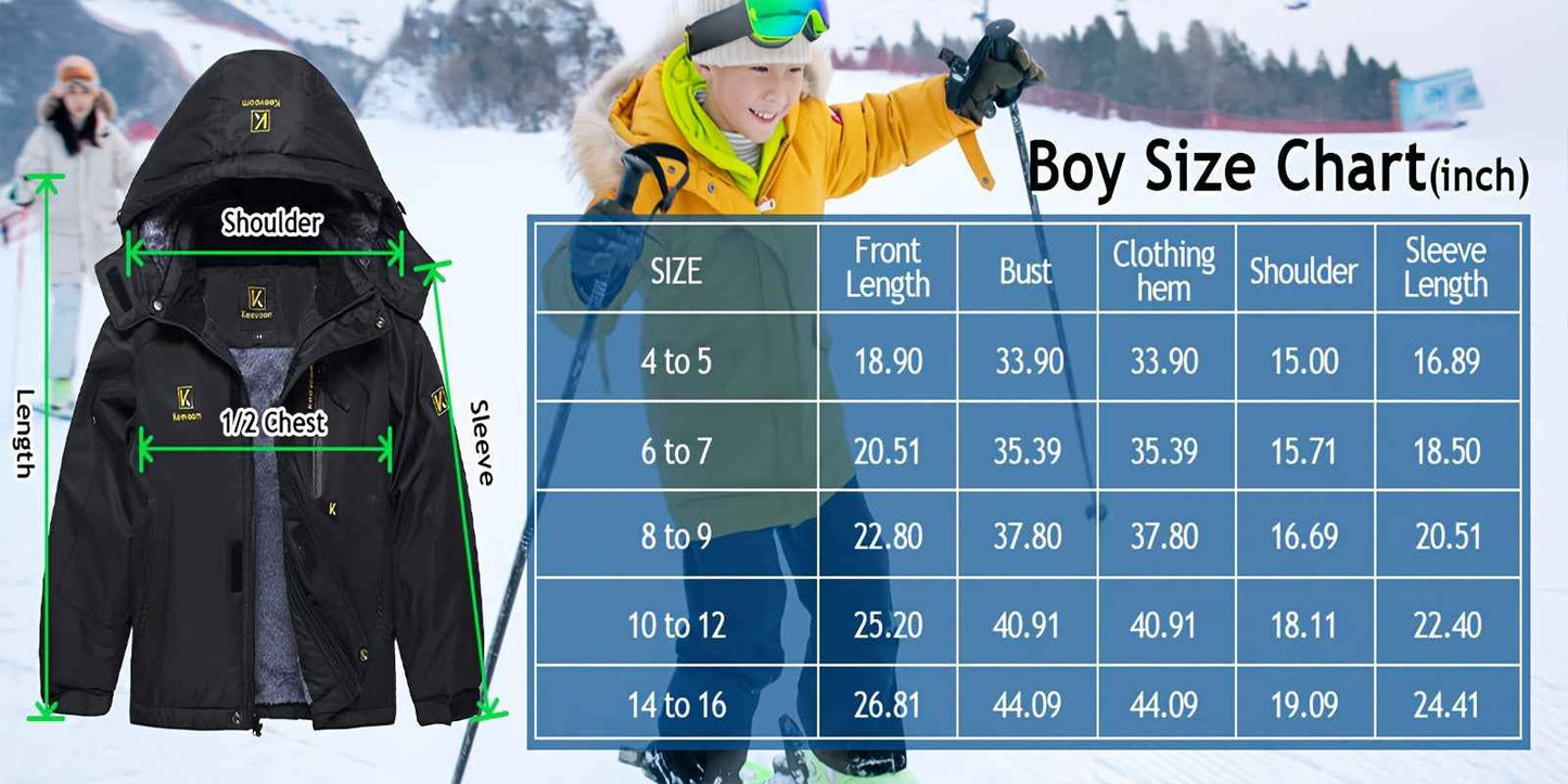 Girls' Windproof Ski Jacket - Thickened Warm Hooded Liner for Outdoor Mountaineering and Travel, Practical Multi-Pocket Design