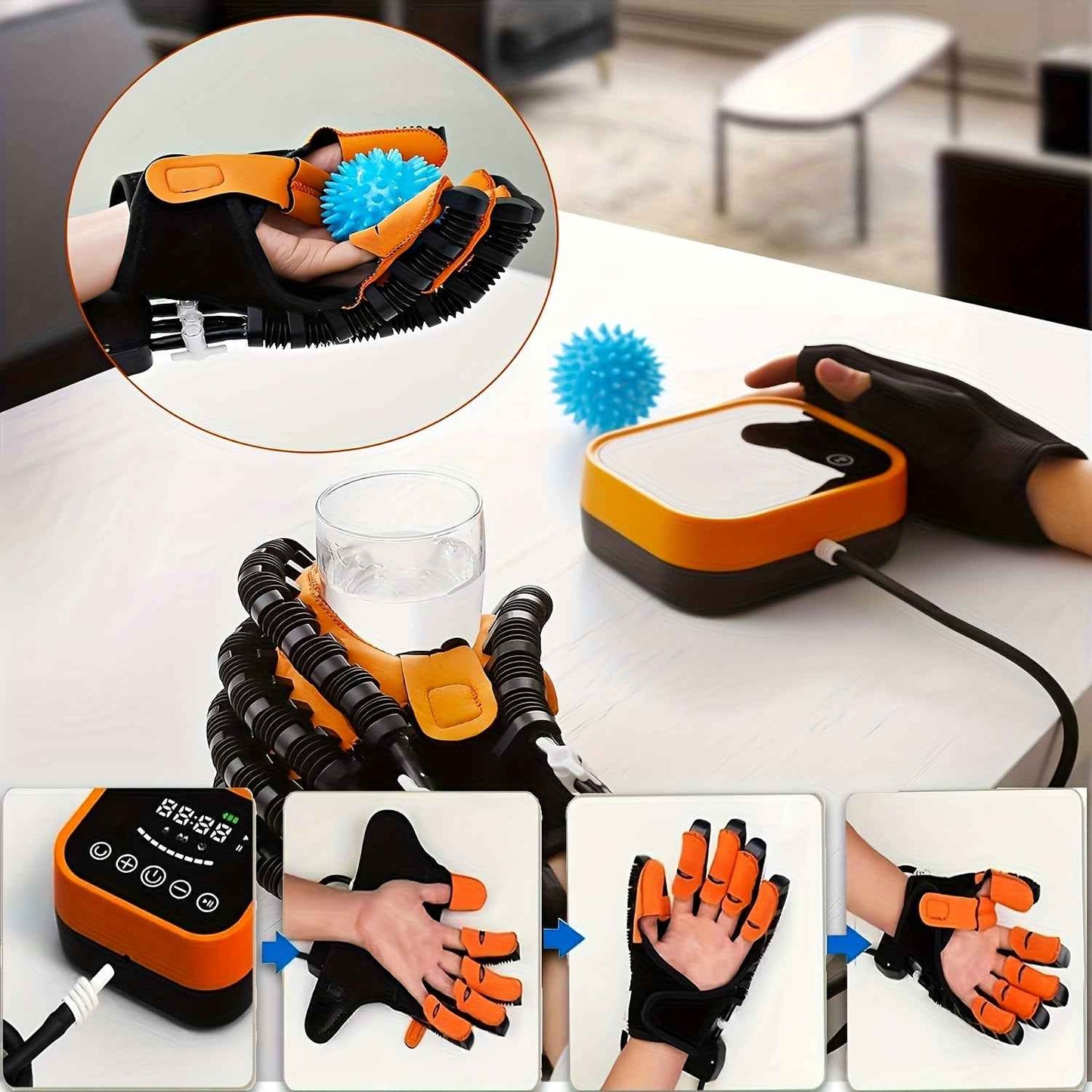 Rehabilitation Robot Gloves for Effective Hand Rehabilitation with Automatic Training, USB Charging, and Power Adjustment