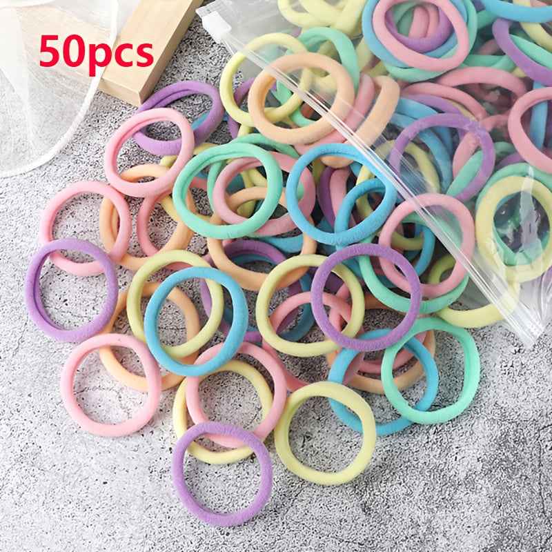 Hair Bands for Women - 50pcs Set Basic Elastic Headbands in Solid Colors for Ponytails and Hair Accessories 50pcs random pink color