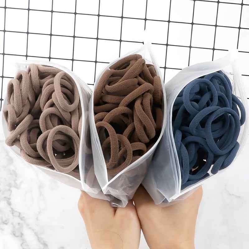 Hair Bands for Women - 50pcs Set Basic Elastic Headbands in Solid Colors for Ponytails and Hair Accessories