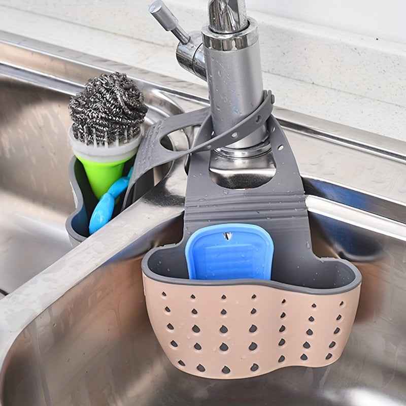 Multifunctional Sink Sponge Rack with Adjustable Strap - Convenient Hanging Bag for Organizing and Draining Sponges - Ideal for Kitchen and Bathroom Supplies