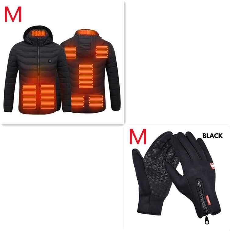 USB Heated Jacket - Thermal Cotton Coat for Men | Ultimate Warmth & Comfort Black Zone8 Set M
