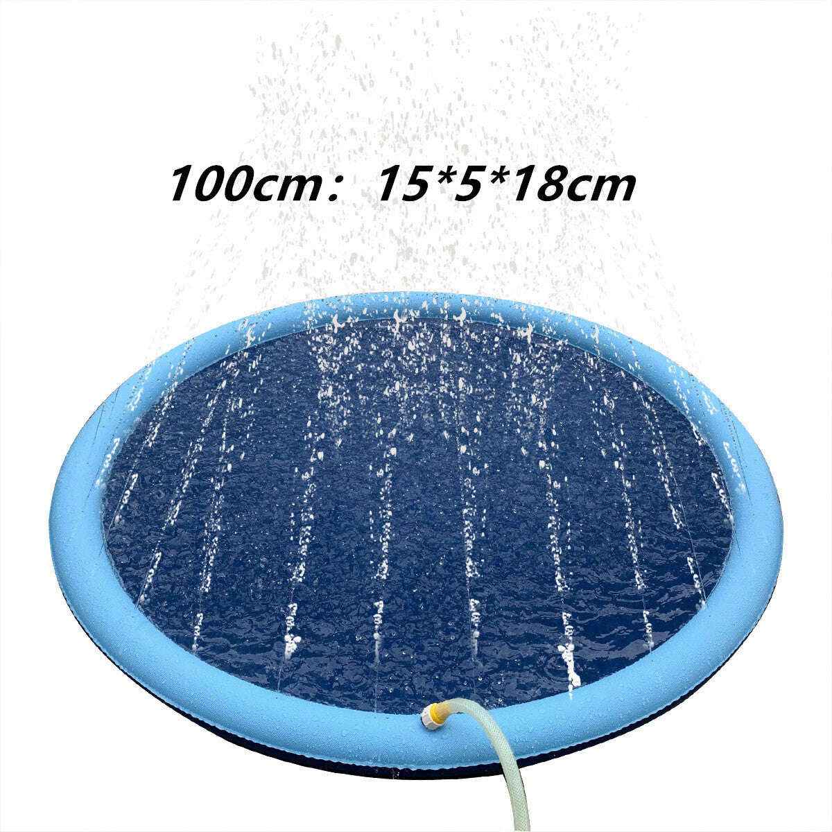 Non-Slip Splash Pad for Kids and Dogs - Summer Outdoor Water Play Mat and Fountain Blue100cm
