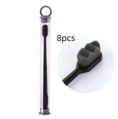 Ultra-Soft Toothbrush for Deep Cleaning and Travel Convenience 8pcs Wavy black black