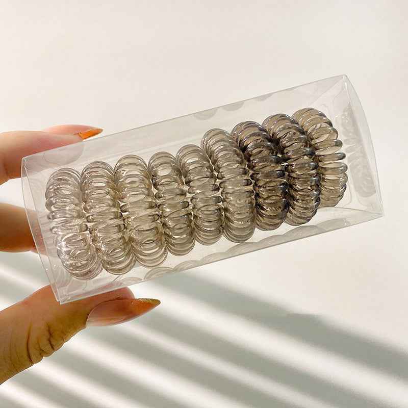 9 Pcs Spiral Hair Ties No Crease Coil Hair Ties for Women Gray Gradient 9PCS