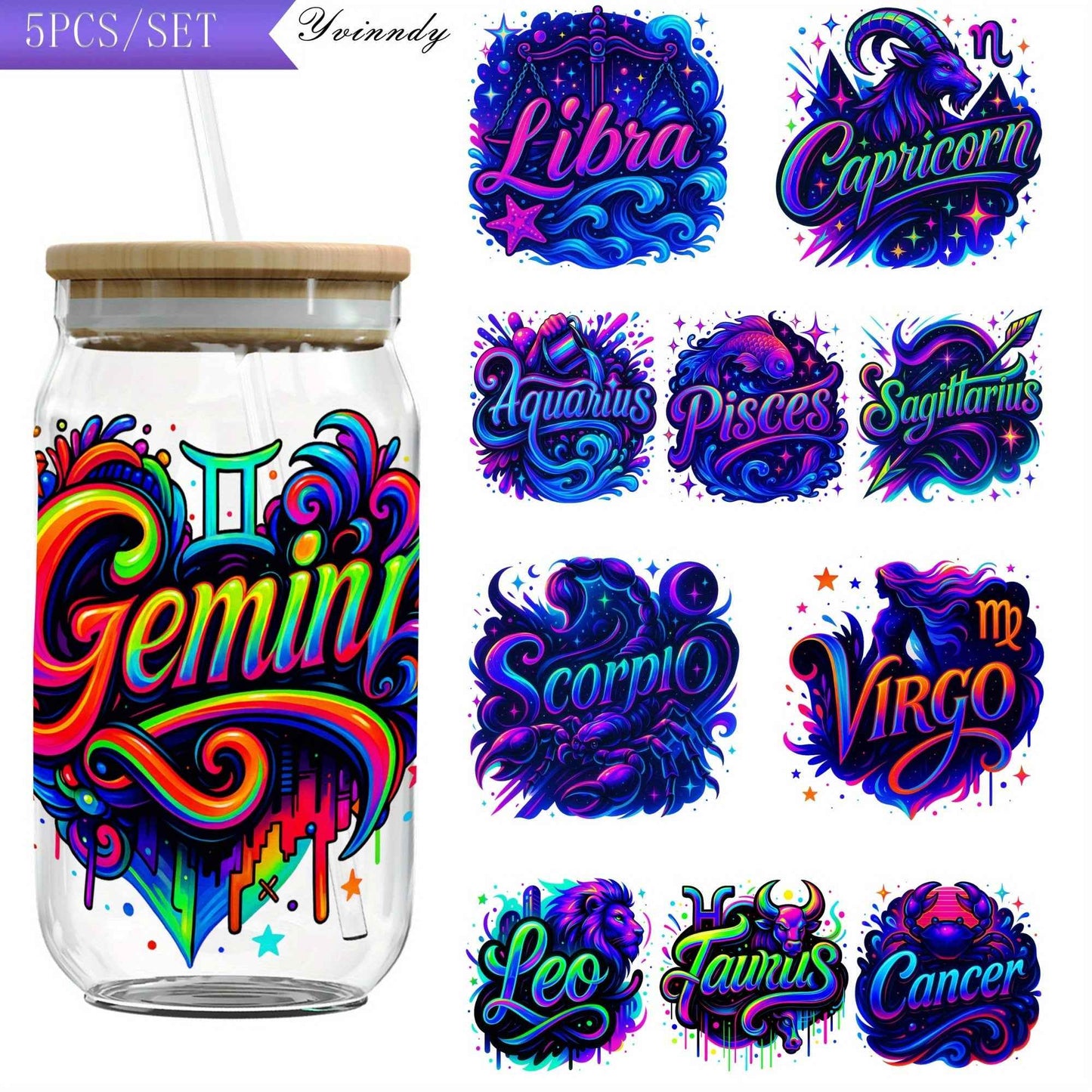 12 Zodiac Signs Transfer Paper