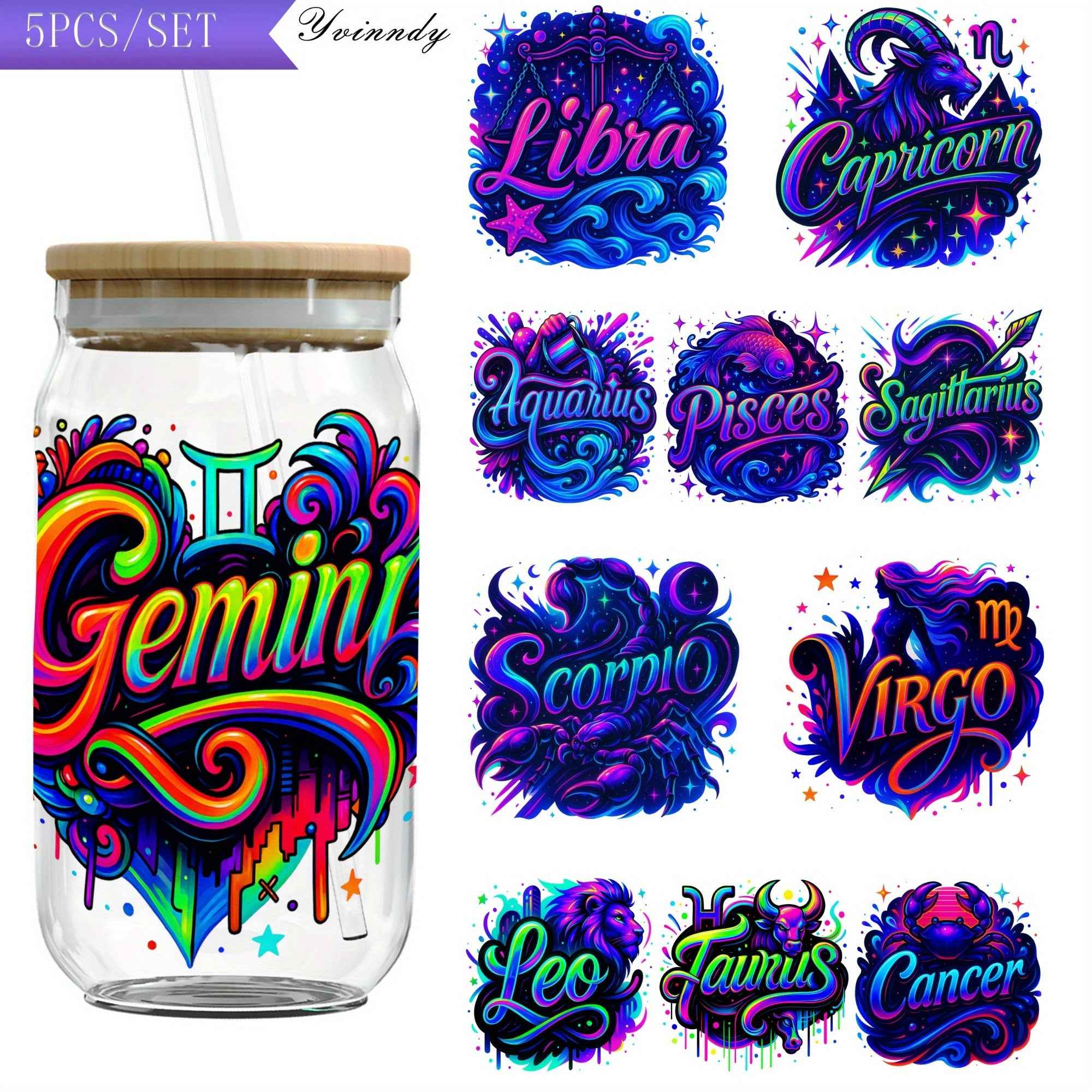 12 Zodiac Signs Transfer Paper