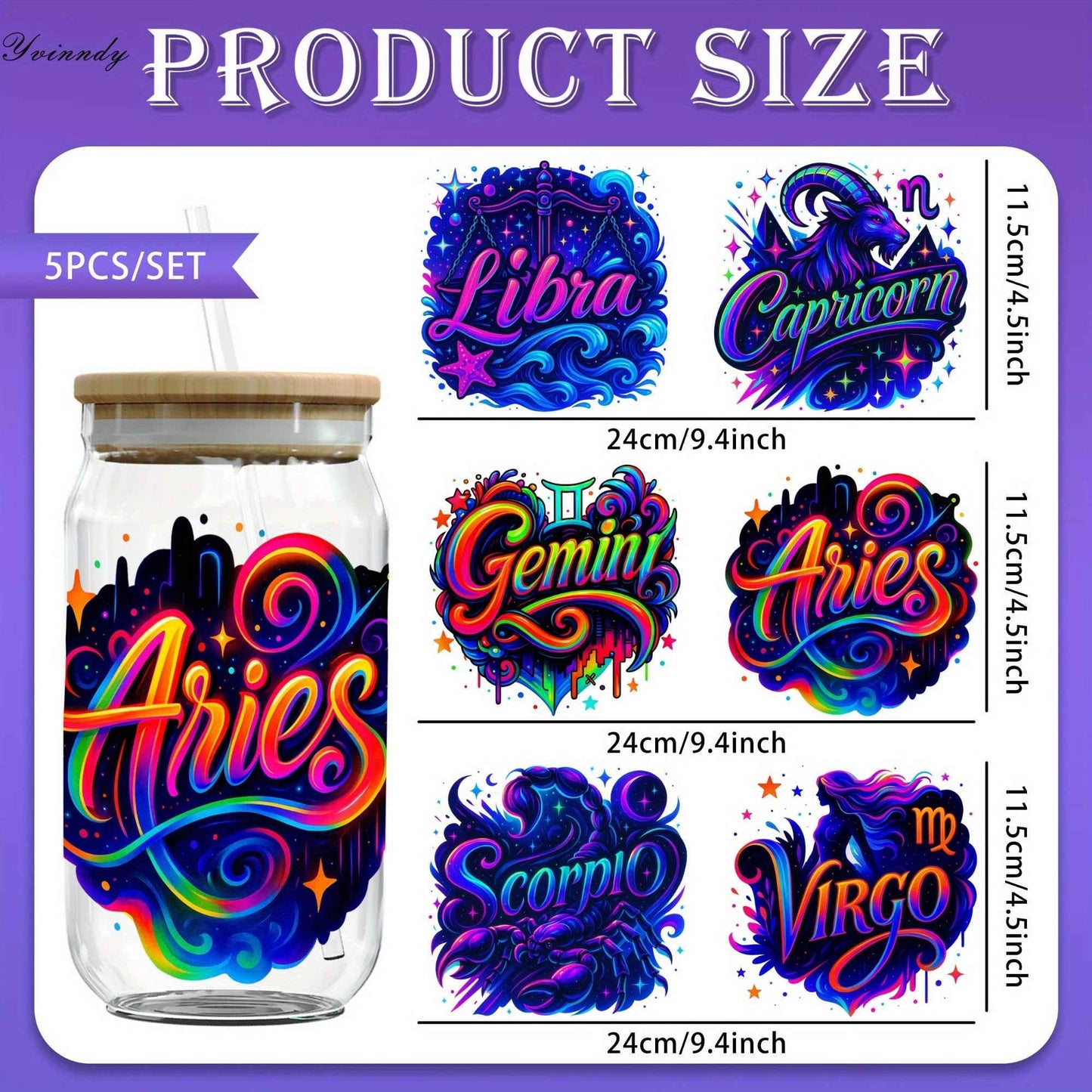 12 Zodiac Signs Transfer Paper