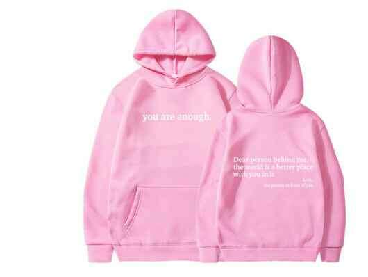 The World Is Better With You Unisex Printed Hoodie - Plush Kangaroo Pocket Pink and white text