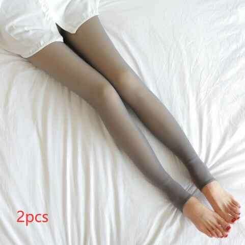 Thermal Winter Tights - Plus Size Fleece-Lined Leggings for Ultimate Comfort 2pcs Grey skin foot