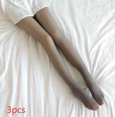 Thermal Winter Tights - Plus Size Fleece-Lined Leggings for Ultimate Comfort 3pcs Grey skin and feet