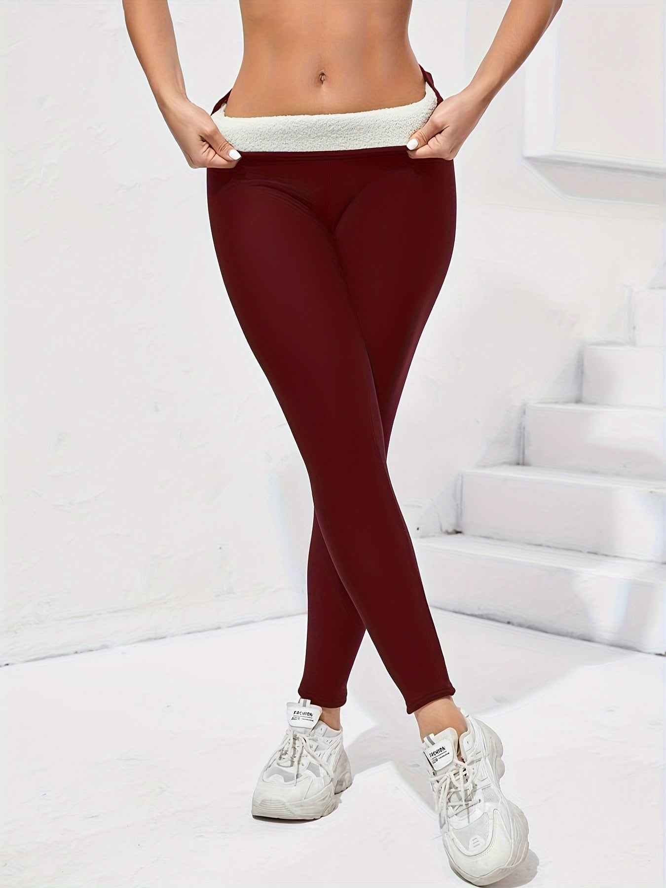[High-Elasticity Leggings] High-Elasticity Women's Yoga Leggings | Solid Color, Tight-Fit, High-Warmth, Ideal for Running, Fitness & Outdoor Activities, Warmth Enhancing Fabric, Smooth Texture