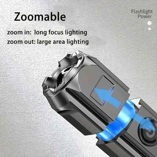 Baihuibri Flashlight, Powerful Variable Focus Multifunctional Portable, Telescopic Zoom Light Rechargeable, Suitable for Outdoor Lighting Work Exploration Hiking, 1 pc