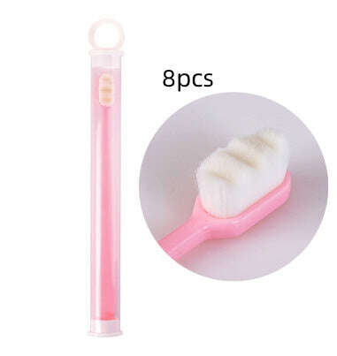 Ultra-Soft Toothbrush for Deep Cleaning and Travel Convenience 8pcs Wavy pink