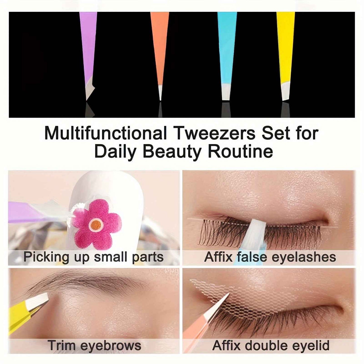 1pcs/4pcs Tweezers For Eyebrows, Slant Tip/ Angled Tip Eyebrow Tweezers, Precision For Eyebrows Facial Hair, Ingrown Hair