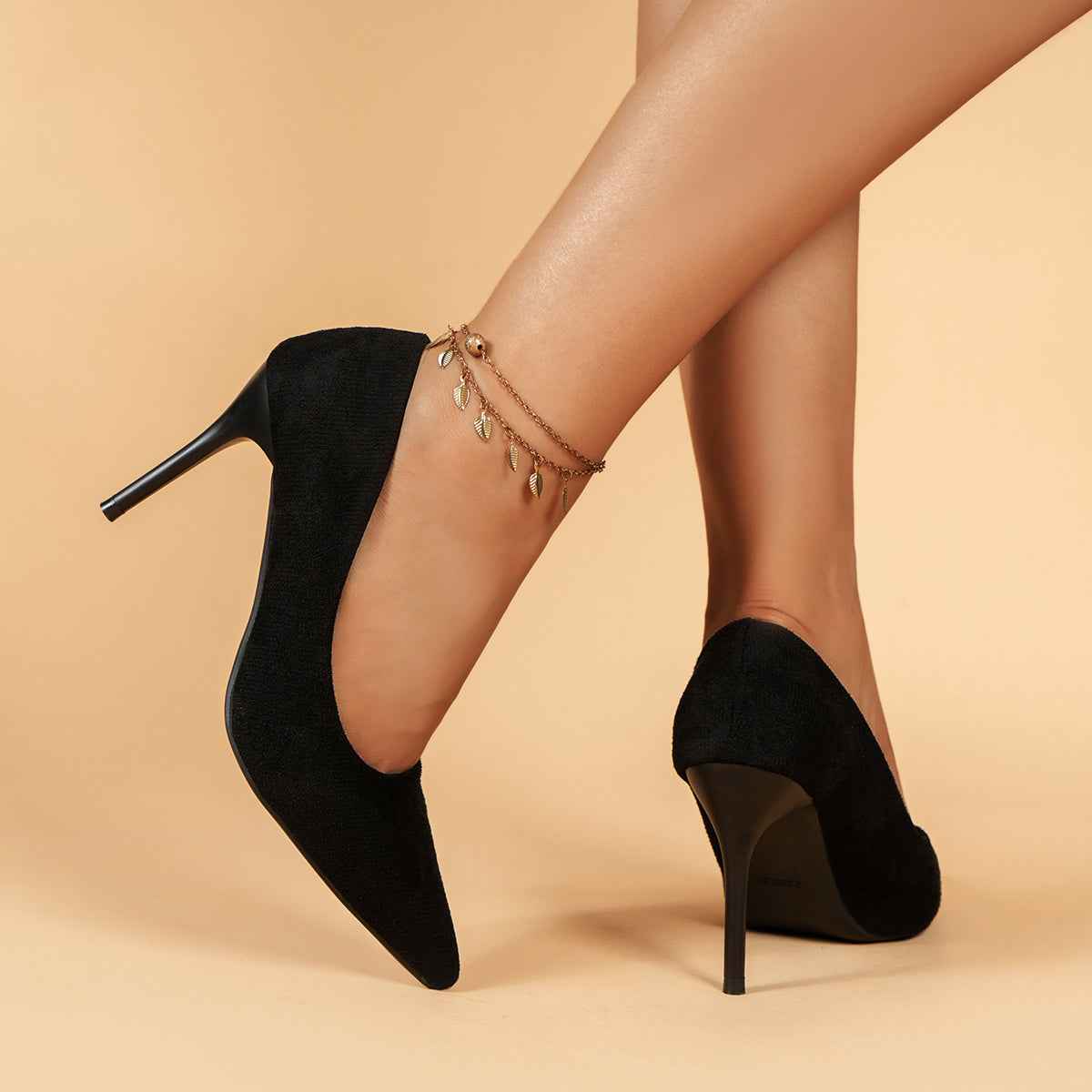 Women's Pointed Toe High Heels, Sexy Black Slip On Stiletto Court Pumps, Versatile Dress Heels Black US 8.5