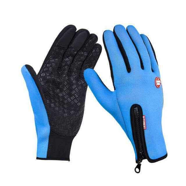 Winter Touchscreen Gloves - Waterproof Fleece for Riding and Sports Sky blue
