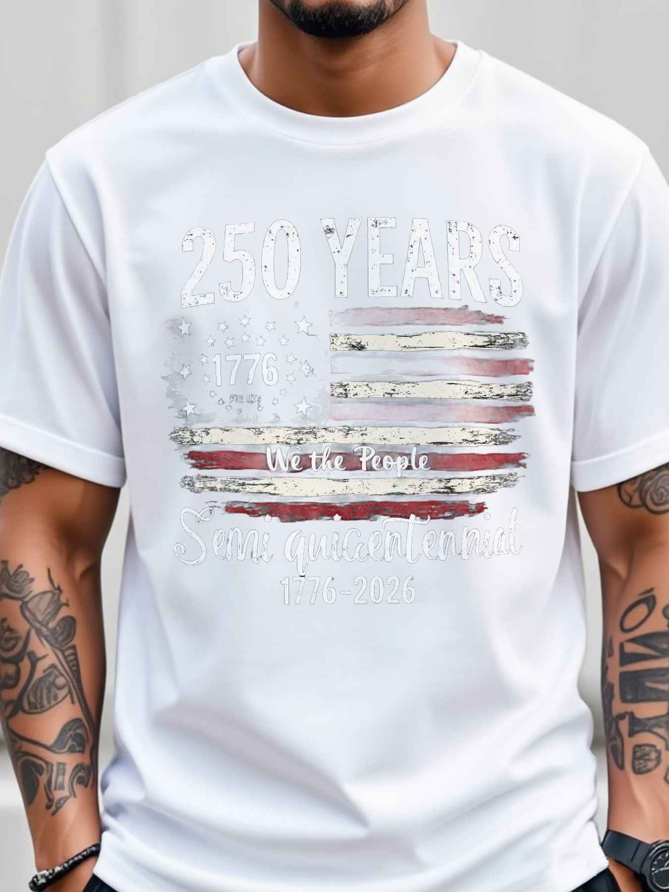 250 Years Patriotic T-Shirt - 1776-2026 We the People American Flag Tee for Men & Women - Soft, Breathable, Comfortable Fit for Independence Day Celebration