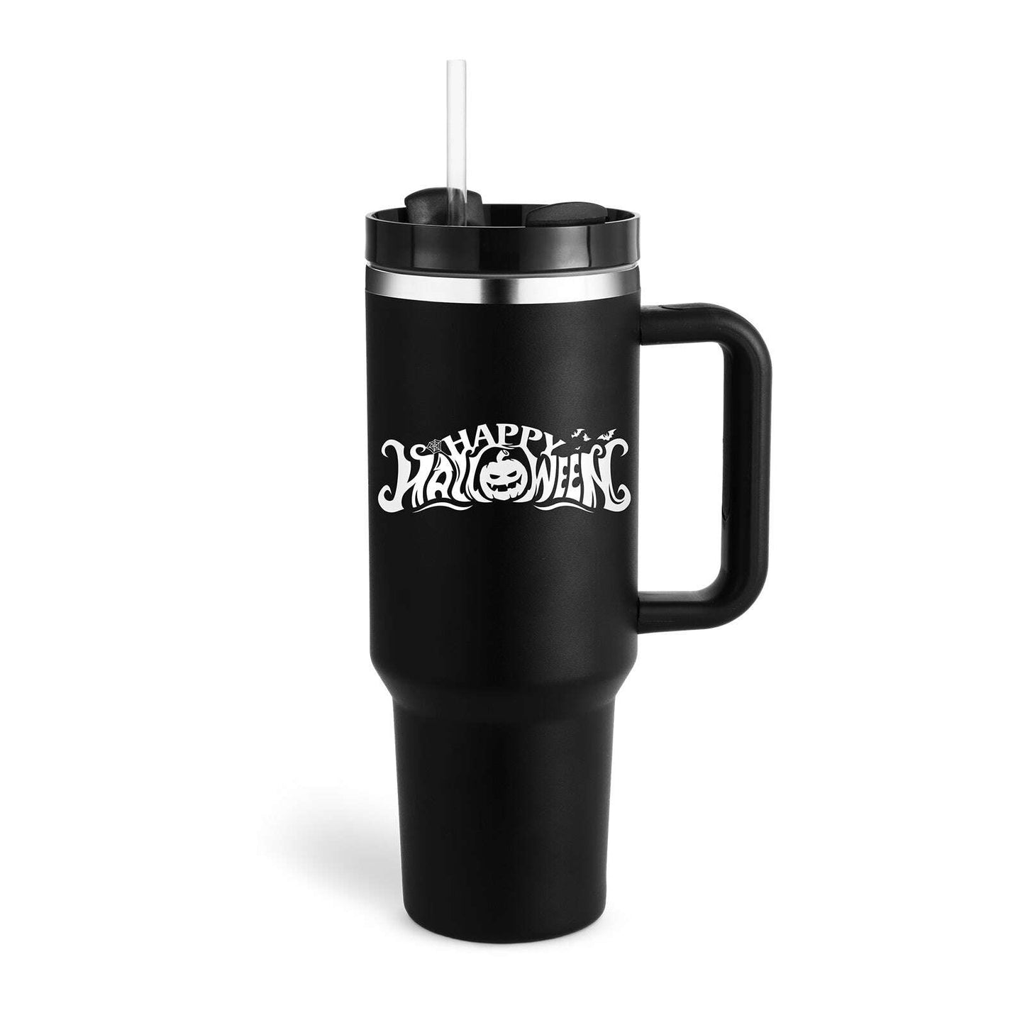 40oz Insulated Tumbler – Spill-Proof Stainless Steel Travel Mug Halloween Cream black 1200ML 1PC
