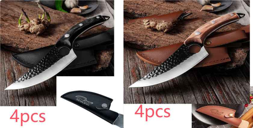 Slaughter Cutting Meat Boning Knife - Small Scimitar for Skinning and Butchering Pigs Sheath Set 1pc