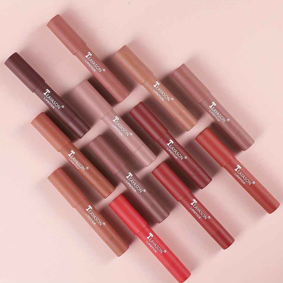 12 Colors Matte Moisturizing Lipstick Crayons - Vibrant Lipstick for Smooth, Long-Lasting, Waterproof Finish - Perfect Valentine's Day Gift for Her