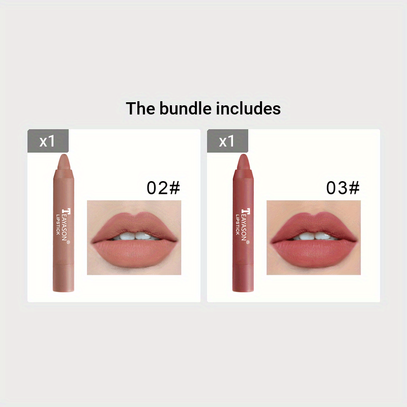 12 Colors Matte Moisturizing Lipstick Crayons - Vibrant Lipstick for Smooth, Long-Lasting, Waterproof Finish - Perfect Valentine's Day Gift for Her #02+#03