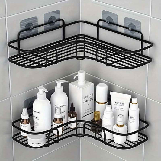 Corner Shower Rack - Rust-Resistant Wall-Mounted Bathroom Shelf for Shampoo, Toner, and Cosmetics Storage
