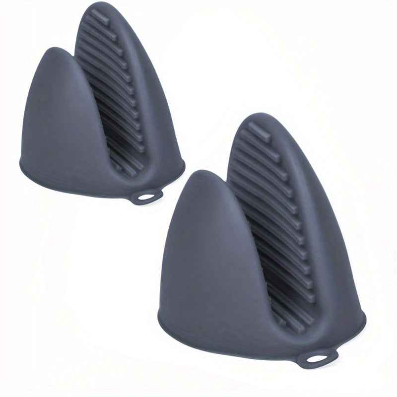 2 Pack Silicone Oven Mitts Set Dark Gray 2 Packs