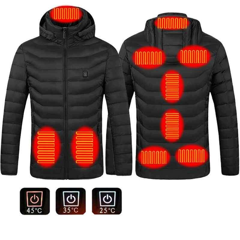 USB Heated Jacket - Thermal Cotton Coat for Men | Ultimate Warmth & Comfort Black Zone9