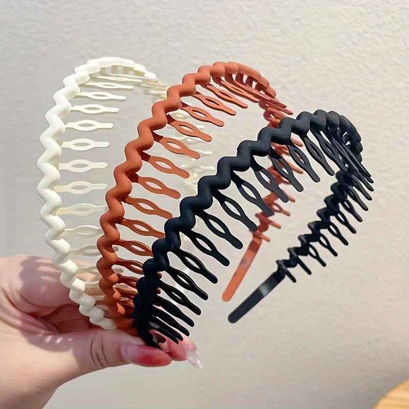 Hair Clip Frosted Color Headband Women's Non-slip Band Teeth Simple Pressure Headband Face Headband Hair Accessories 3 Piece Suit